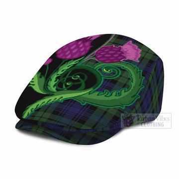 Bannatyne Tartan Flat Cap, Jeff Cap Traditional Scottish Thistle