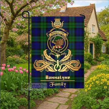 Bannatyne Tartan Garden Flag with Highland Thistle Cherish Family Crest Style