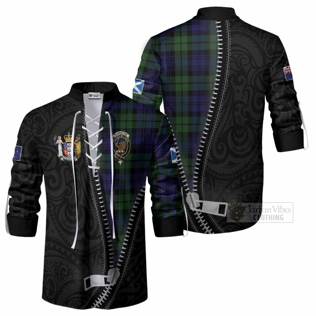 Bannatyne Tartan Ghillie Shirt New Zealand Pattern Unique Zipper Stylized