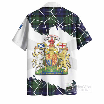 Bannatyne Tartan Hawaiian Shirt with Family Crest and Lion Rampant Grunge Style