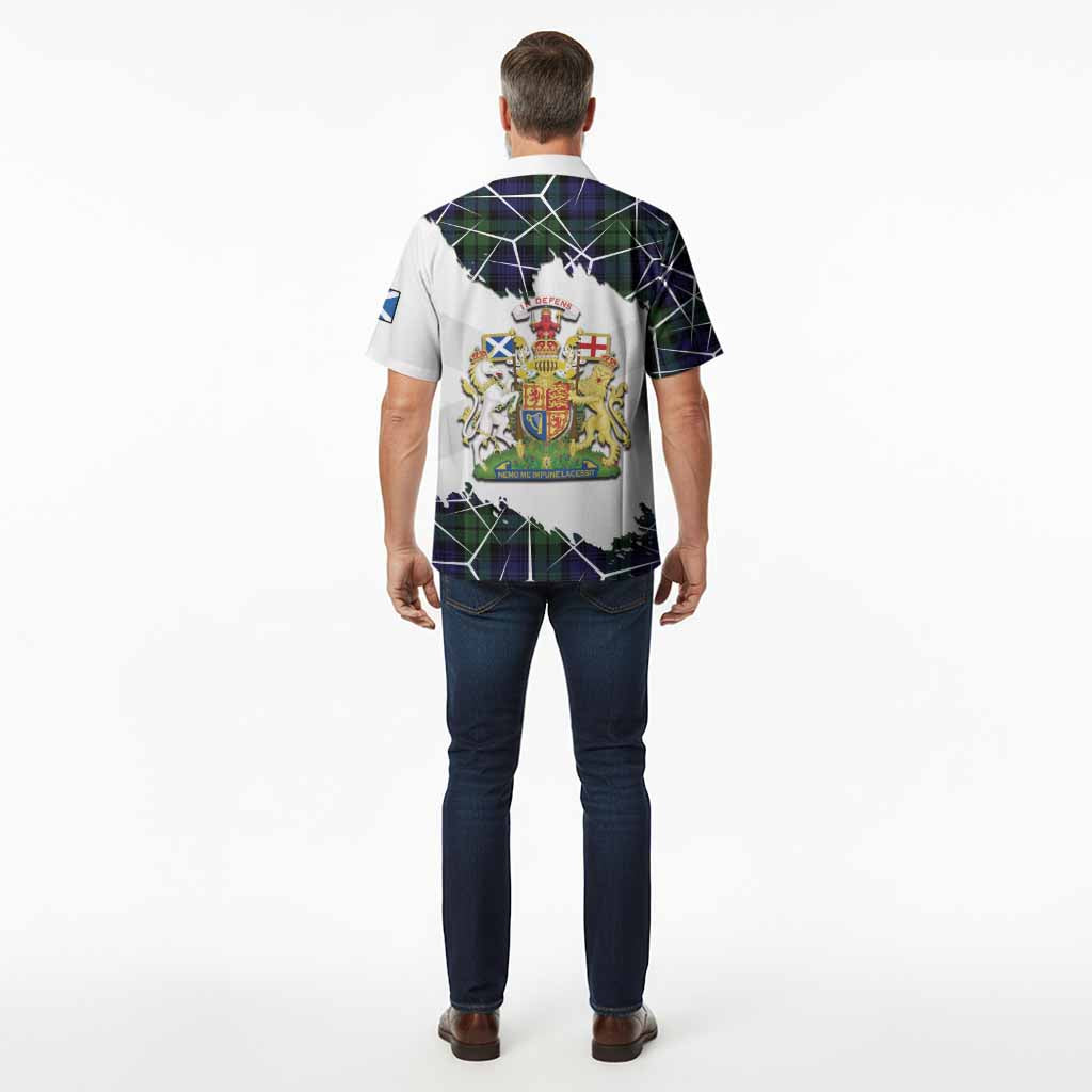 Bannatyne Tartan Hawaiian Shirt with Family Crest and Lion Rampant Grunge Style