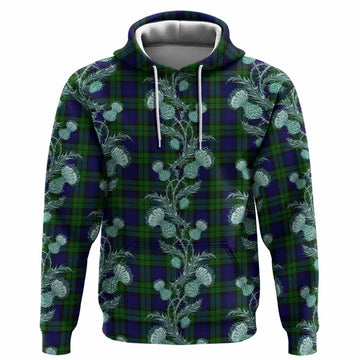 Bannatyne Tartan Hoodie Seamless Scottish Thistle Flowers