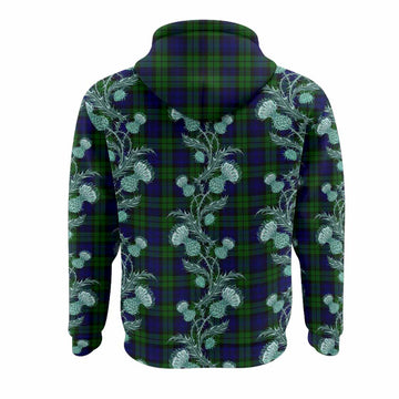 Bannatyne Tartan Hoodie Seamless Scottish Thistle Flowers