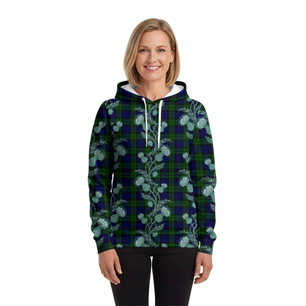 Bannatyne Tartan Hoodie Seamless Scottish Thistle Flowers