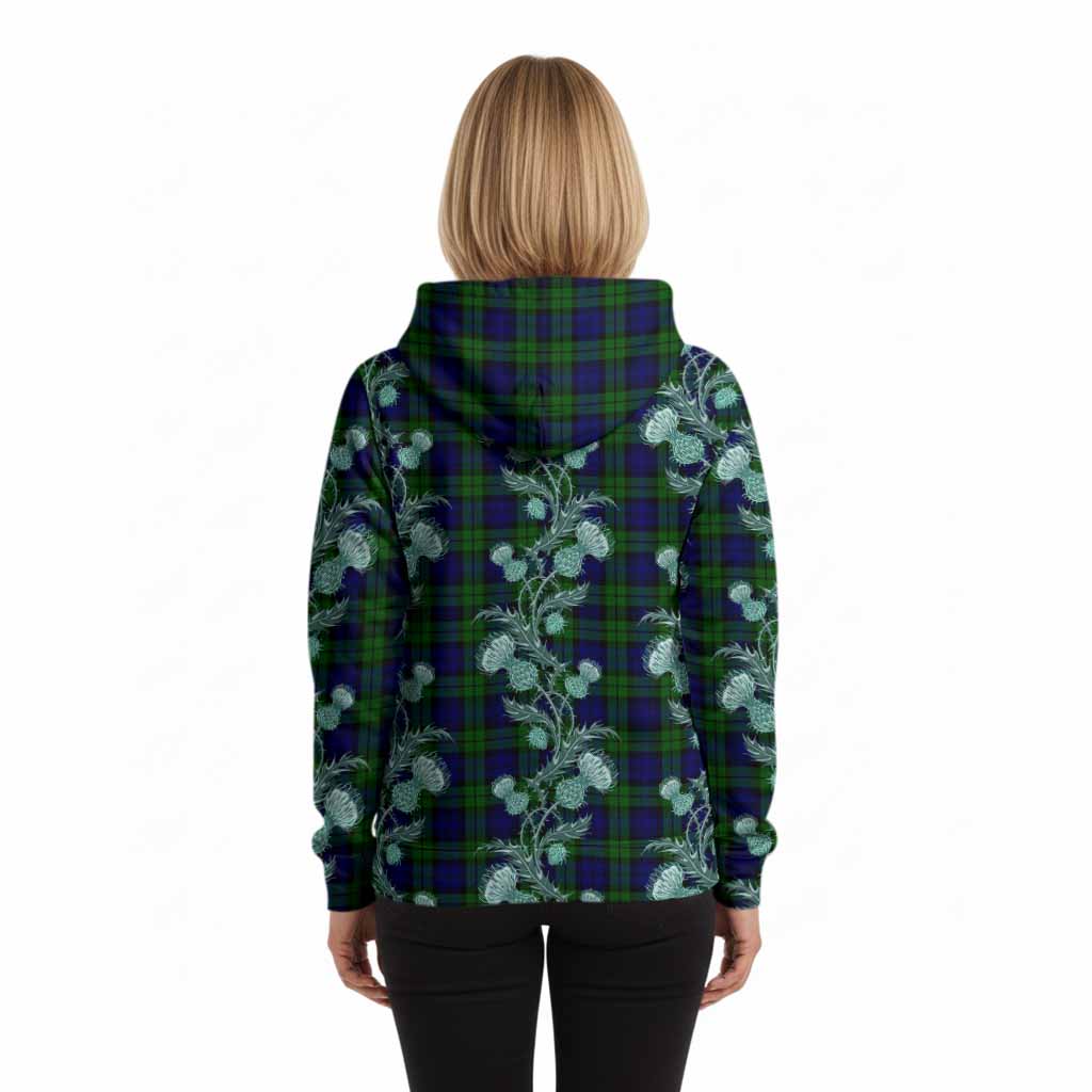 Bannatyne Tartan Hoodie Seamless Scottish Thistle Flowers