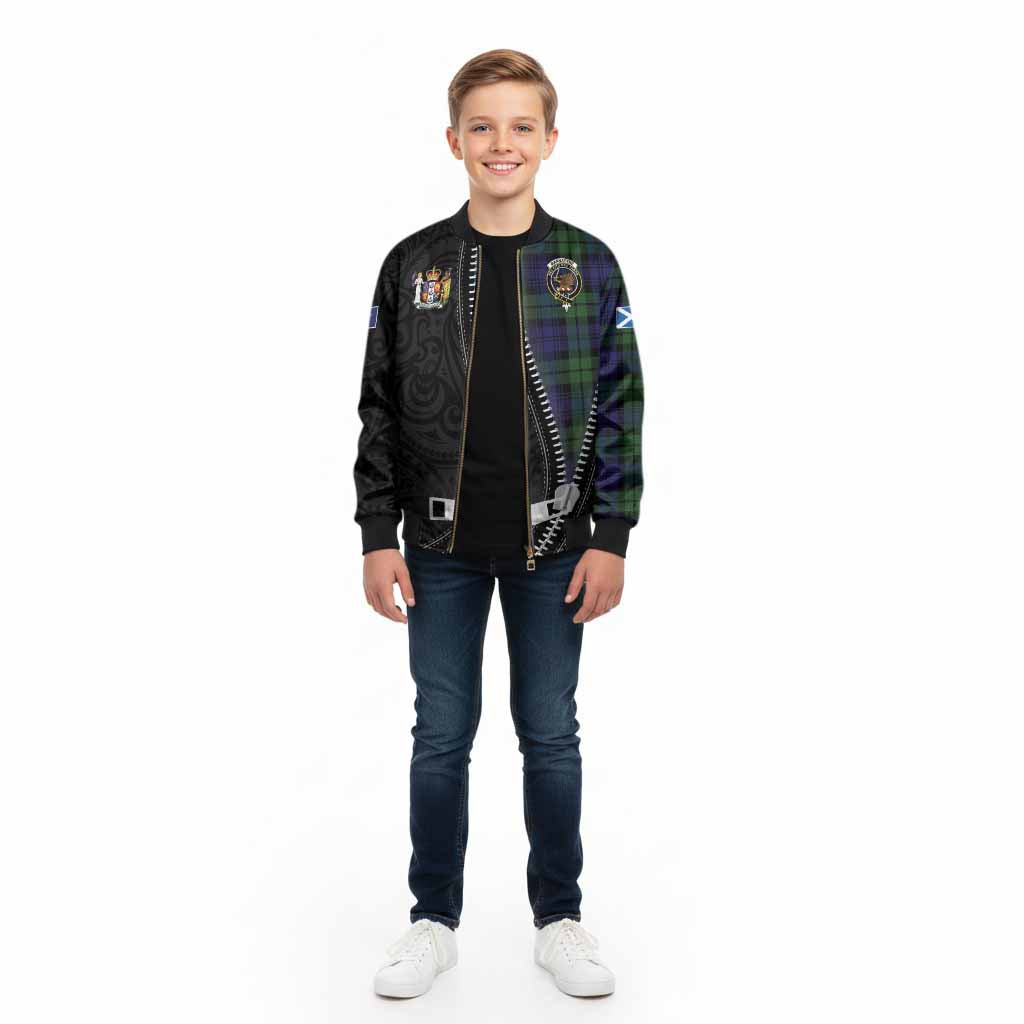 Bannatyne Tartan Kid Bomber Jacket New Zealand Pattern Unique Zipper Stylized