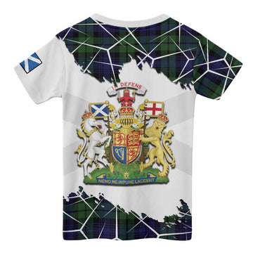 Bannatyne Tartan Kid T-shirt with Family Crest and Lion Rampant Grunge Style
