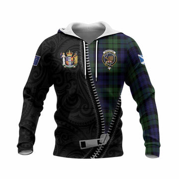Bannatyne Tartan Knitted Hoodie New Zealand Pattern Unique Zipper Stylized