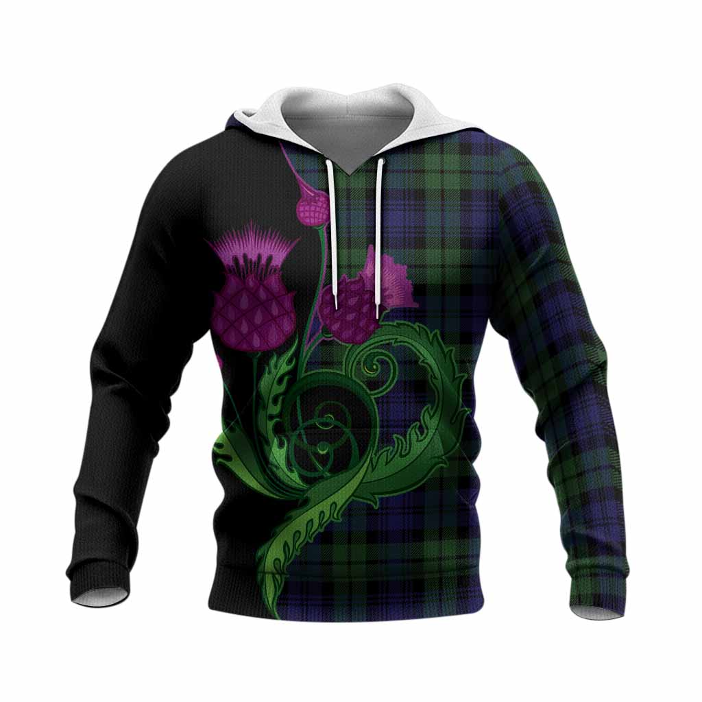 Bannatyne Tartan Knitted Hoodie Traditional Scottish Thistle