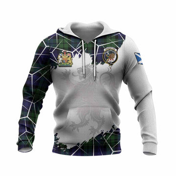 Bannatyne Tartan Knitted Hoodie with Family Crest and Lion Rampant Grunge Style
