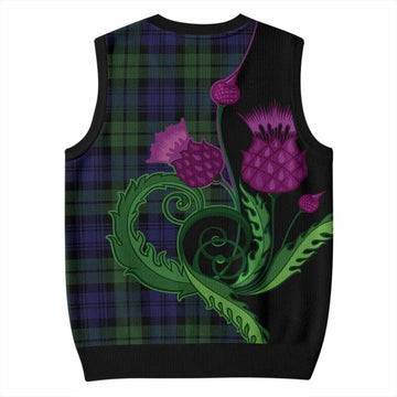 Bannatyne Tartan Knitted V-Neck Vest Traditional Scottish Thistle