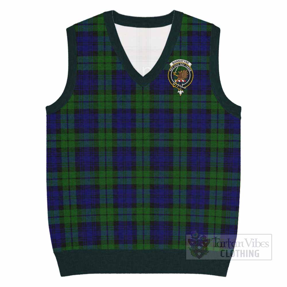 Bannatyne Tartan Knitted V-Neck Vest with Family Crest - Tartan Vibes Clothing