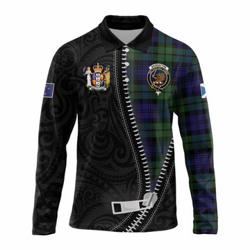 Bannatyne Tartan Long Sleeve Polo Shirt New Zealand Pattern Unique Zipper Stylized