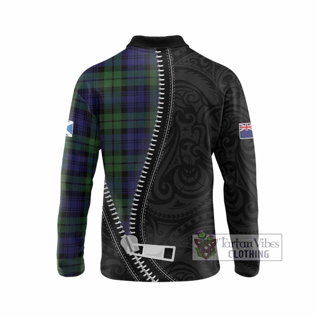 Bannatyne Tartan Long Sleeve Polo Shirt New Zealand Pattern Unique Zipper Stylized