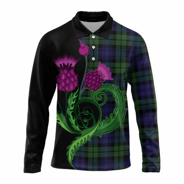 Bannatyne Tartan Long Sleeve Polo Shirt Traditional Scottish Thistle