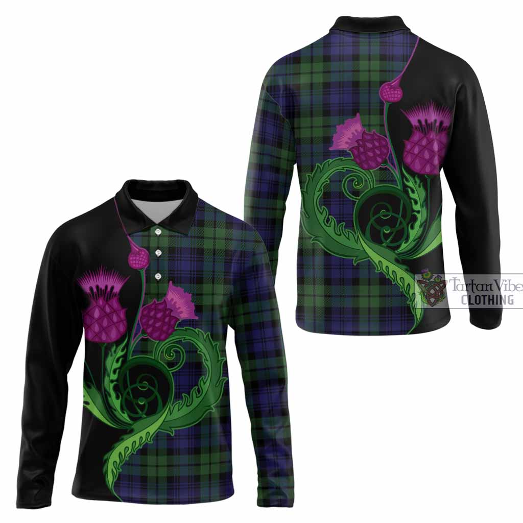 Bannatyne Tartan Long Sleeve Polo Shirt Traditional Scottish Thistle