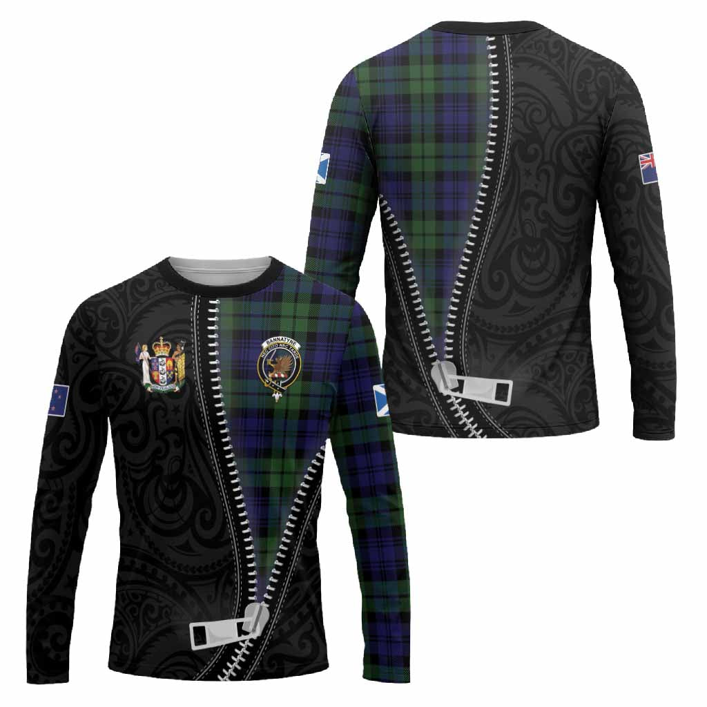 Bannatyne Tartan Long Sleeve T-Shirt New Zealand Pattern Unique Zipper Stylized