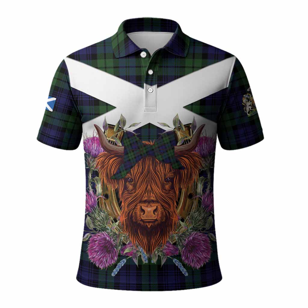 Bannatyne Tartan Polo Shirt Scottish Thistle Heilan Coo