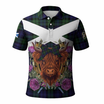Bannatyne Tartan Polo Shirt Scottish Thistle Heilan Coo