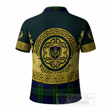 Bannatyne Tartan Polo Shirt Unicorn Celtic Knot And Thistle Emblem