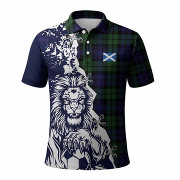Bannatyne Tartan Scottish Polo Shirt Angry Lion With Soccer Ball Style
