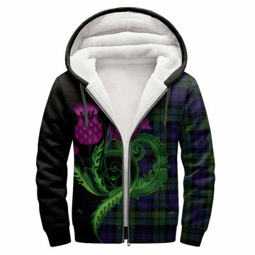 Bannatyne Tartan Sherpa Hoodie Traditional Scottish Thistle