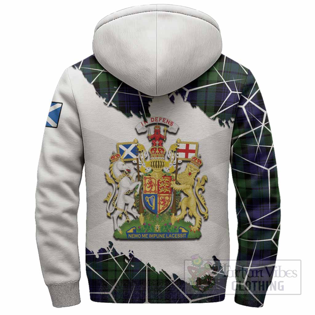 Bannatyne Tartan Sherpa Hoodie with Family Crest and Lion Rampant Grunge Style