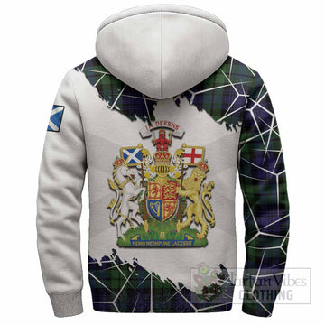 Bannatyne Tartan Sherpa Hoodie with Family Crest and Lion Rampant Grunge Style