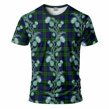 Bannatyne Tartan T-Shirt Seamless Scottish Thistle Flowers