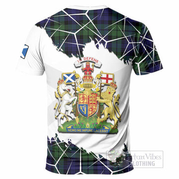 Bannatyne Tartan T-Shirt with Family Crest and Lion Rampant Grunge Style
