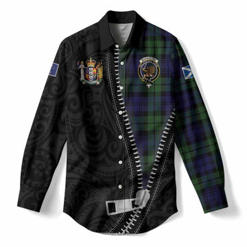 Bannatyne Tartan Women Casual Shirt New Zealand Pattern Unique Zipper Stylized