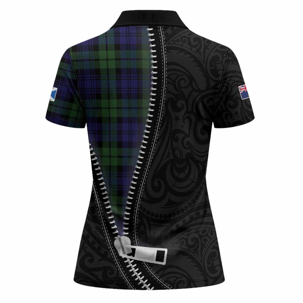 Bannatyne Tartan Women Polo Shirt New Zealand Pattern Unique Zipper Stylized