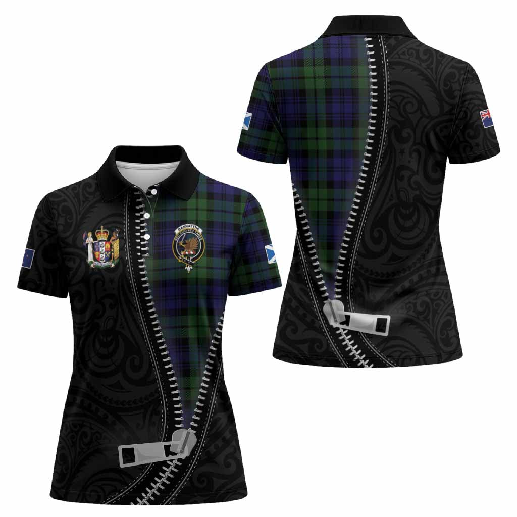 Bannatyne Tartan Women Polo Shirt New Zealand Pattern Unique Zipper Stylized
