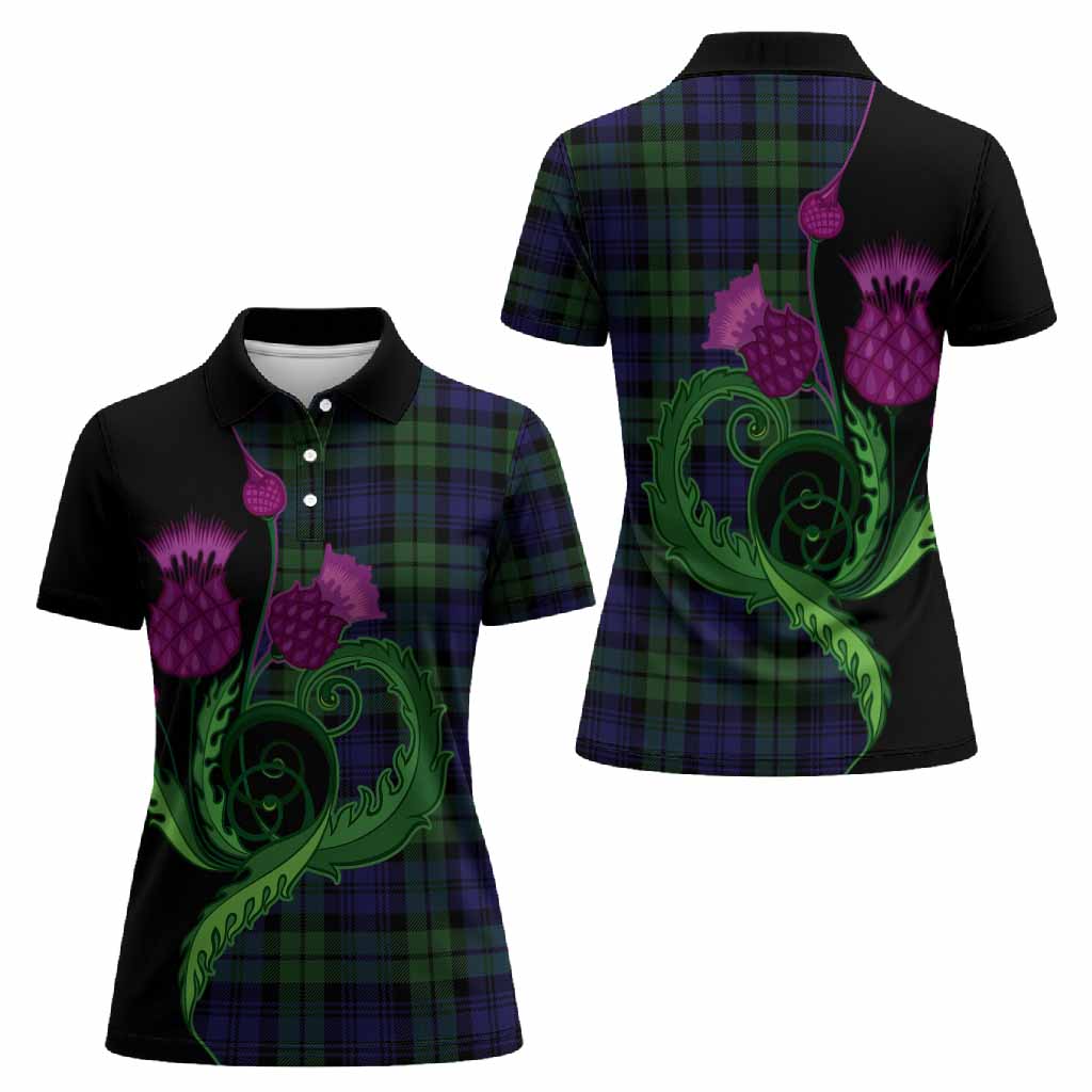 Bannatyne Tartan Women Polo Shirt Traditional Scottish Thistle