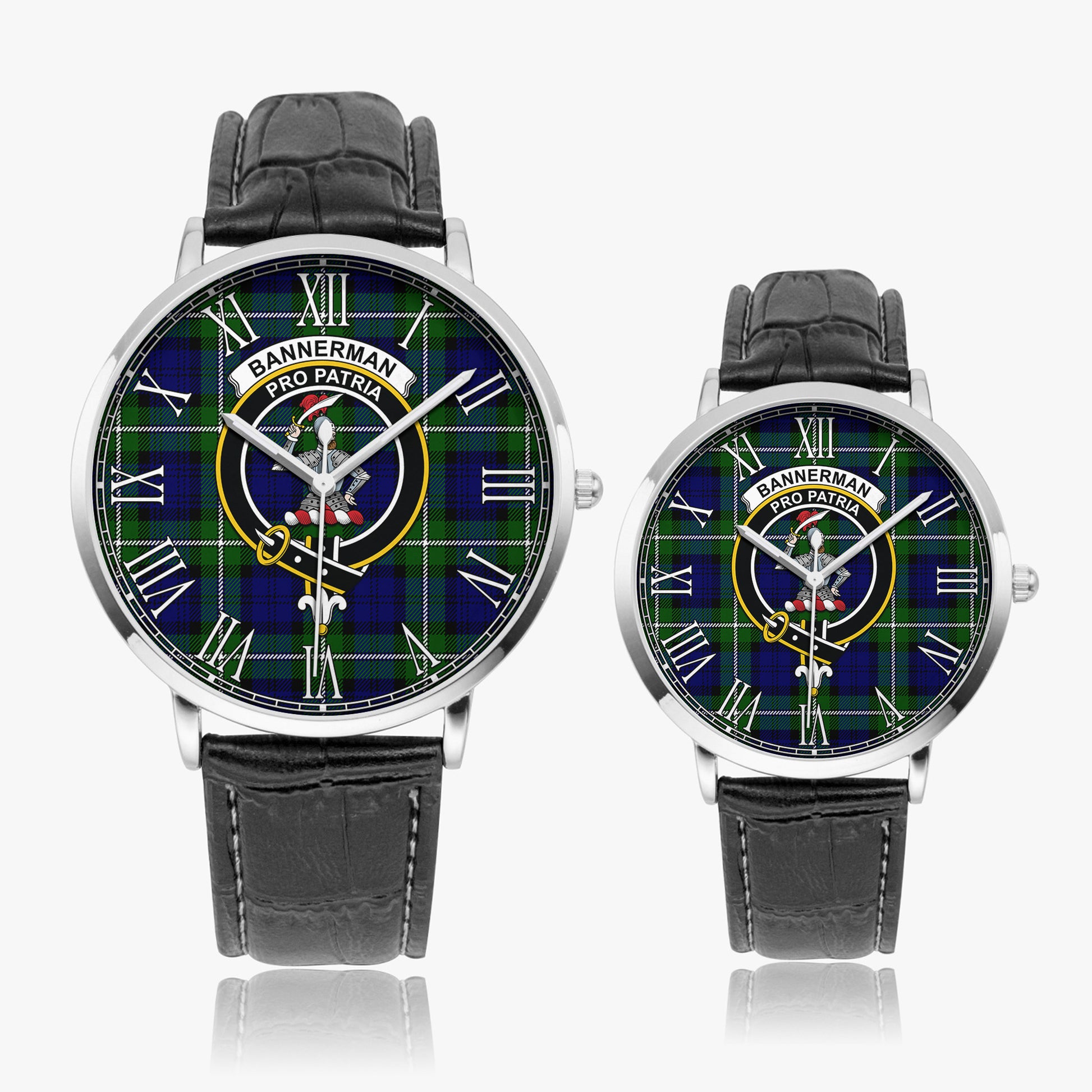 Bannerman Tartan Family Crest Leather Strap Quartz Watch - Tartan Vibes Clothing