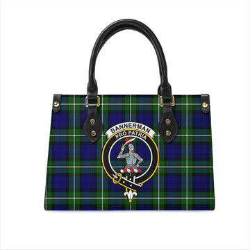 Bannerman Tartan Leather Bag with Family Crest