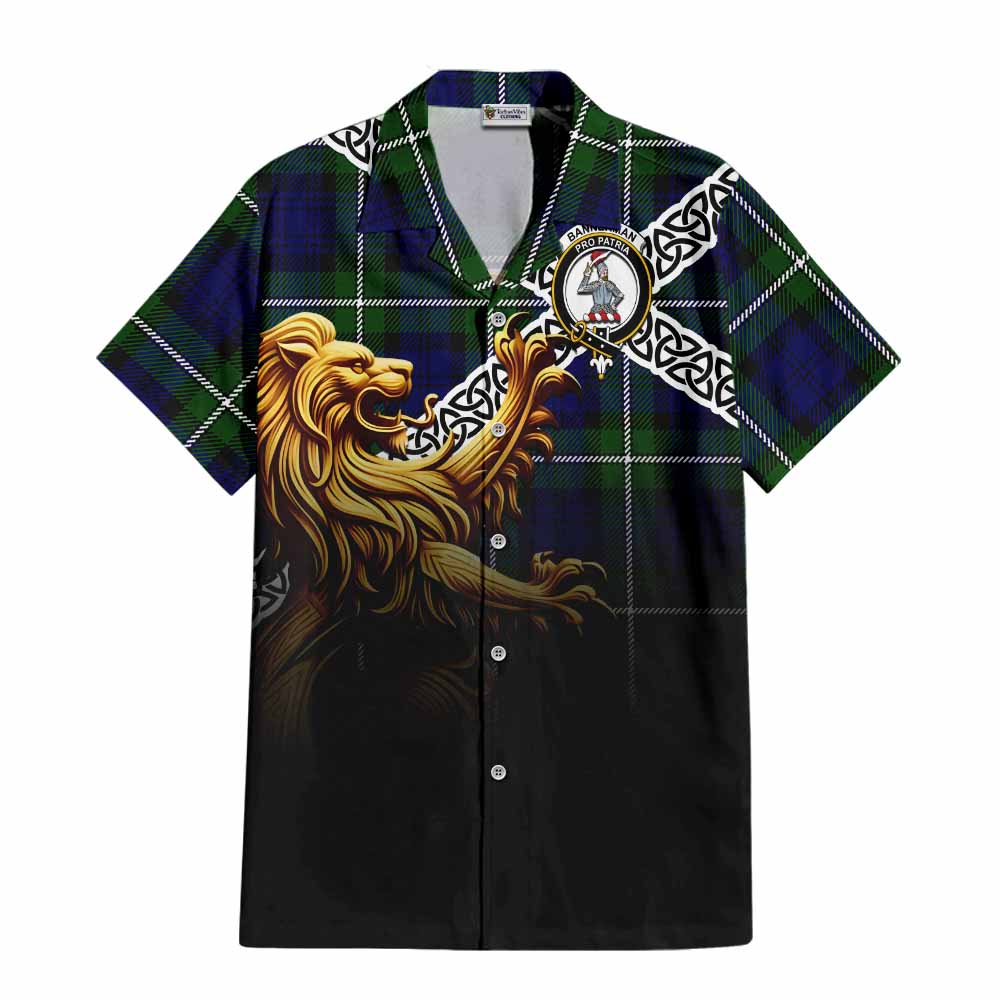 Bannerman Crest Tartan Hawaiian Shirt with Golden Lion Emblem Celtic Style Kid - Tartan Vibes Clothing