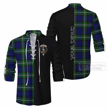 Bannerman Tartan Ghillie Kilt Shirt with Family Crest and Half Of Me Style Men - Tartan Vibes Clothing