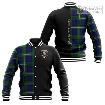 Bannerman Tartan Baseball Jacket with Family Crest and Half Of Me Style Unisex - Tartan Vibes Clothing