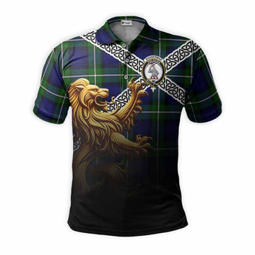Bannerman Crest Tartan Polo Shirt with Golden Lion Emblem Celtic Style Kid - Tartan Vibes Clothing