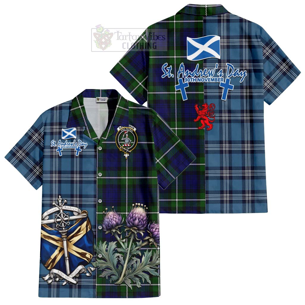 Bannerman Tartan Hawaiian Shirt Happy St. Andrew's Day Half Tartan Style Kid - Tartan Vibes Clothing
