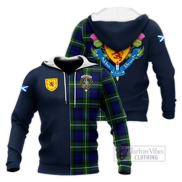 Bannerman Tartan Knitted Hoodie Alba with Scottish Lion Royal Arm Half Style Unisex Knitted Pullover Hoodie - Tartan Vibes Clothing