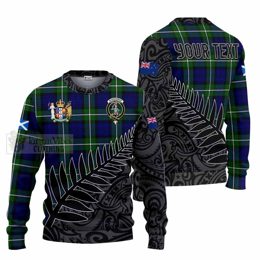 Bannerman Crest Tartan Knitted Sweater with New Zealand Silver Fern Half Style Unisex - Tartan Vibes Clothing