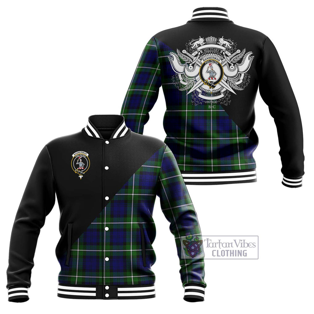 Bannerman Tartan Baseball Jacket with Family Crest and Military Logo Style Unisex - Tartan Vibes Clothing