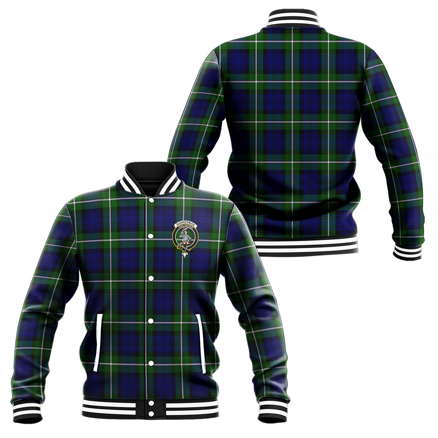 Bannerman Tartan Baseball Jacket with Family Crest Unisex - Tartan Vibes Clothing