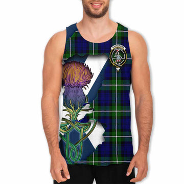 Tartan Vibes Clothing Bannerman Tartan Family Crest Men's Tank Top Scottish Thistle Celtic Inspired