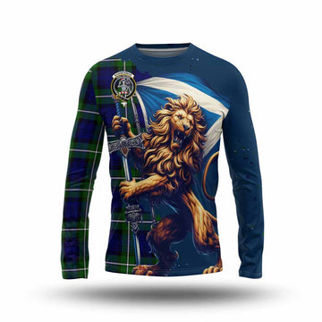 Bannerman Tartan Family Crest Long Sleeve T-Shirt with Scottish Majestic Lion Unisex - Tartan Vibes Clothing