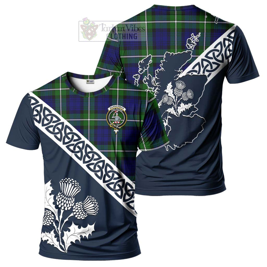 Bannerman Tartan T-Shirt Featuring Thistle and Scotland Map Kid's Shirt - Tartanvibesclothing Store