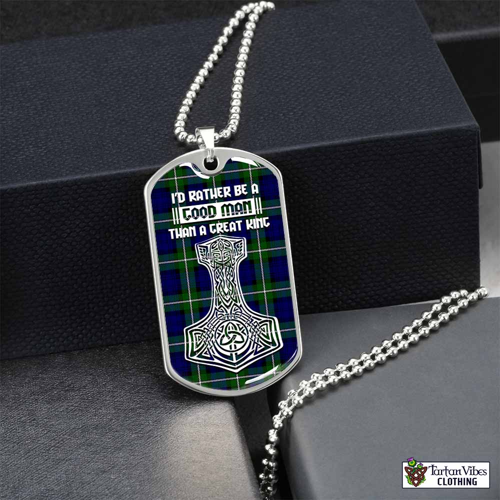 Bannerman Tartan Dog Tag Necklace Viking Mjolnir Style Silver No - Tartan Vibes Clothing