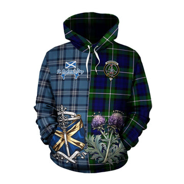Bannerman Tartan Cotton Hoodie Happy St. Andrew's Day Half Tartan Style Pullover Hoodie XS - Tartan Vibes Clothing